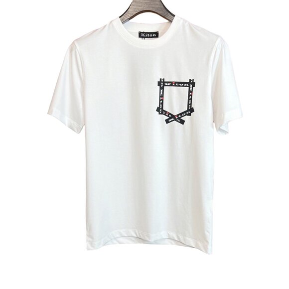 Kiton Printed White Short-Sleeved T-Shirt - Picture 1 of 7